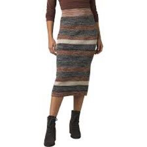 NWT, PrAna Multicolor Striped Midi Knit Skirt